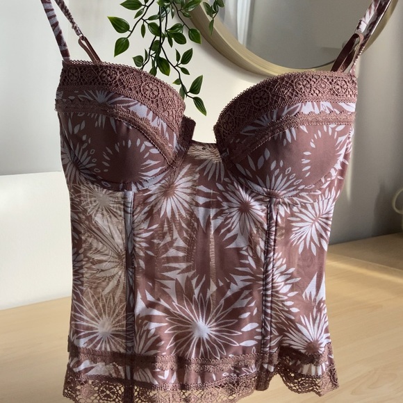 La SENZA Tops - LA SENZA Brown Floral Corset Top -Size M